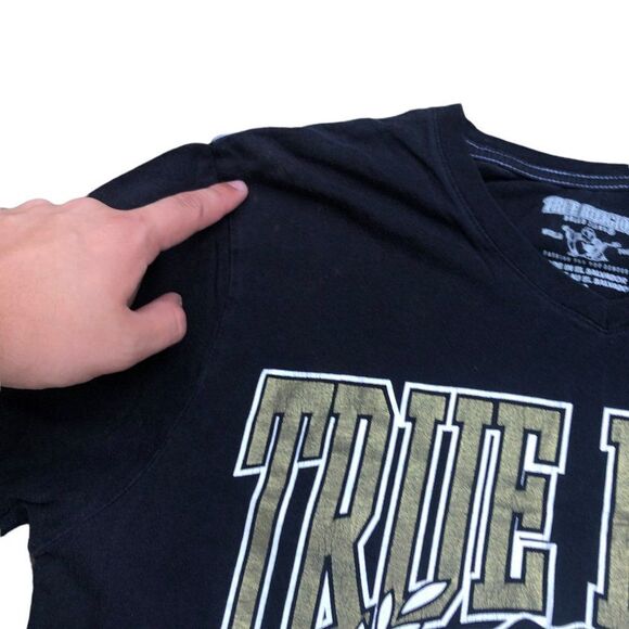 TRUE Religion T Shirt Laurel Short Sleeve BIG LOGO Black - Picture 6 of 7